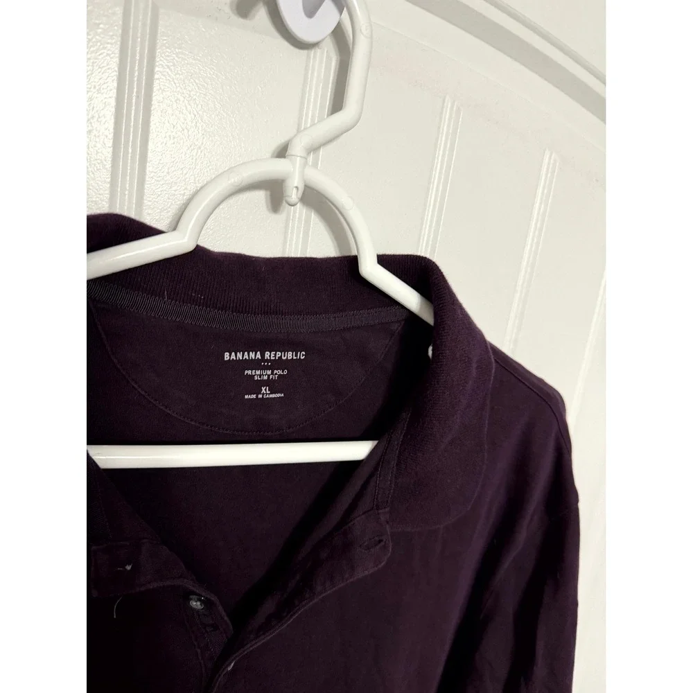 Banana Republic Polo Shirt Mens XL Purple Slim Fit Premium Cotton Short Sleeve